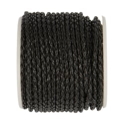 Ruban Cordelière Tressée en skai 3mm - Noir - Vendu au décimètre