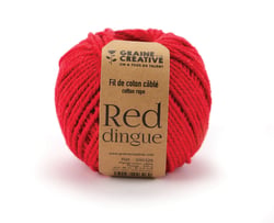 Bobine de coton câblé pour macramé - Graine Créative - 25mm x 80 m - Rouge
