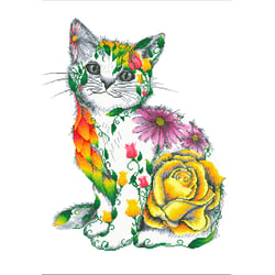 Kit Diamond painting - Diamond Dotz - Chat fleuri