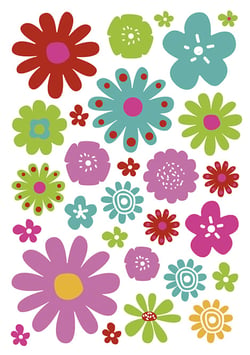Sachet de 6 stickers Maildor - Papier - Fleurs - 14,8 x 21 cm
