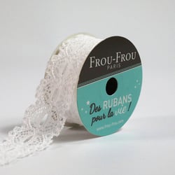 Bobinette Frou-Frou - 4 m x 22 mm - Dentelle - Neige