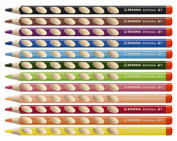 Lot de 12 crayons de couleurs droitiers + 1 taille-crayon - STABILO - Couleurs assorties - EASYcolors