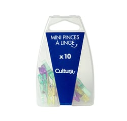Lot de 10 mini pinces à linge de couleurs variées Cultura