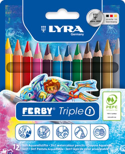 Étui de 12 crayons de couleur aquarelable TRIPLE ONE