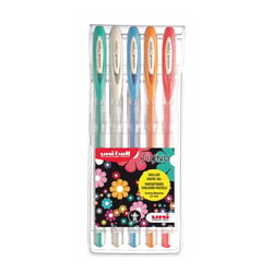 Lot de 5 stylos roller - Couleurs pastel - Signo - Pointe moyenne - Uni-ball