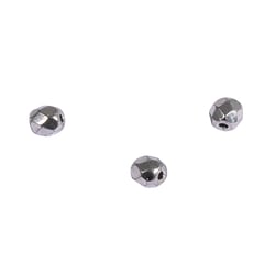 Perles en verre facettées argent brillant 3 mm