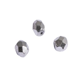 Perles en verre facettées argent brillant 6 mm