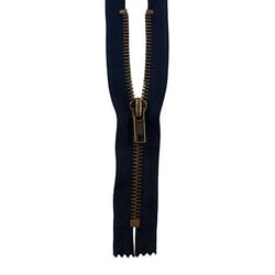 Fermeture à glissière Laiton NS - 18cm - Bleu Marine