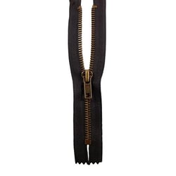 Fermeture à glissière Laiton NS - 18cm - Marron
