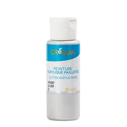 Peinture acrylique pailletée Créalia 59 ml - argent