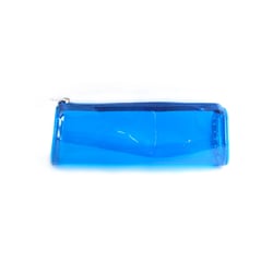 Trousse 1 compartiment format 5x20cm Bleu transparent pailleté