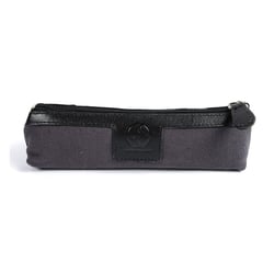 Trousse cuir - 18,5x4x1 cm - gris et noir