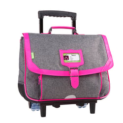 Cartable à roulettes Tann's - Gris Chiné/Rose -  2 compartiments