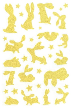 Glitty, Sach 2 pl 10,5x16cm, Lapins, Jaune et rose