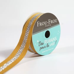 Bobinette Frou-Frou - 4 m x 15 mm - Gros grain - brillant Poussiere d'or
