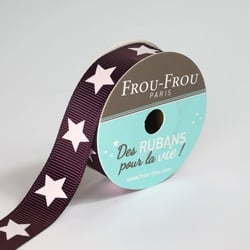 Bobinette Frou-Frou - 4 m x 16 mm - Gros grain - Étoile Prune delicate