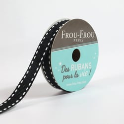 Bobinette Frou-Frou - 4 m x 10 mm - Gros grain - surpique Noir de jais