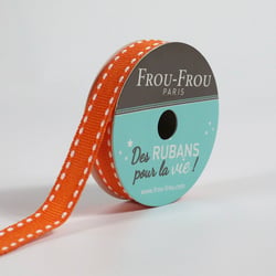 Bobinette Frou-Frou - 4 m x 10 mm - Gros grain - surpique Orange flamboyant