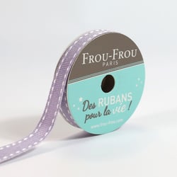 Bobinette Frou-Frou - 4 m x 10 mm - Gros grain - surpique Violet sage