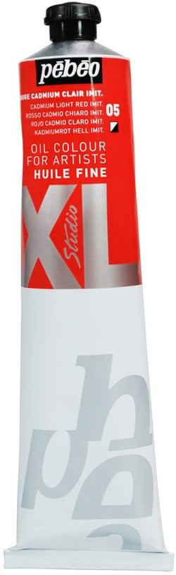 Tube 200 ml de peinture à l'huile Pébéo Studio - XL - rouge cadmium clair - Fine