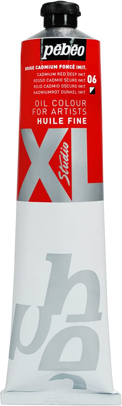 Tube 200 ml de peinture à l'huile Pébéo Studio - XL - rouge cadmium foncé - Fine