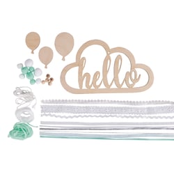 Kit nuage en bois avec rubans - Hello