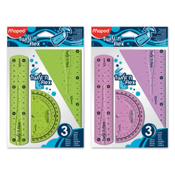 Set de traçage 3 pièces - Plastique incassable - Maped - Twist'n Flex - Modèles assortis - Vendu à l'unité