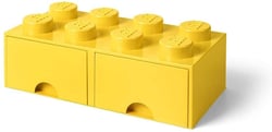 Brique de rangement empilable à 2  tiroirs 8 plots LEGO® Jaune
