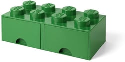 Brique de rangement empilable à 2  tiroirs 8 plots LEGO® Vert