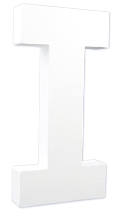 Décopatch Lettre I en papier mâché blanc - 20,5 cm