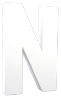 Décopatch Lettre N en papier mâché blanc - 20,5 cm