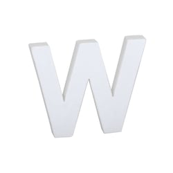 Lettre W majuscule - carton blanc - 12 cm