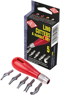 Lot de 5 gouges et 1 manche pour linogravure - Essdee