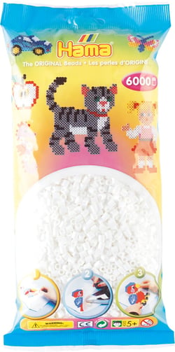 Sachet de perles Hama - 5 mm - Blanches - 6000 perles