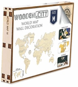 La carte du monde en bois - Taille M. Puzzle en 3D