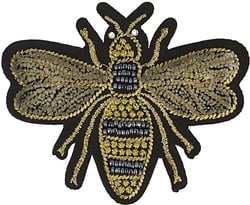 Ecusson doré abeille - Hauteur : 9 cm