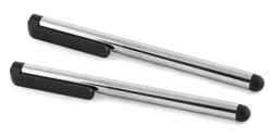Muvit Pack 2 Stylets pour Apple iPhone / iPad Légers avec Clip de Transport Argent