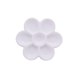 Palette Peinture Marguerite – 7 Cases, Ø16.5 Cm, Blanc – Pour Loisirs Créatifs, Artiste Débutant