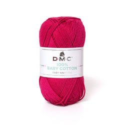 Pelote de fil à tricoter 100% coton - DMC - Baby cotton - Framboise 755