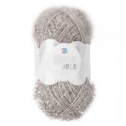 Pelote de fil à crocheter 100% polyester - Rico Design - Creative Bubble - Argent 011