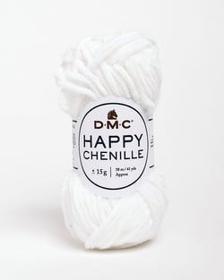Pelote de fil à crocheter 100% polyester - DMC - Happy Chenille - Blanc 20