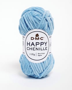 Pelote de fil à crocheter 100% polyester - DMC - Happy Chenille - Bleu 17