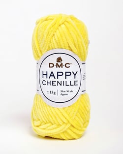 Pelote de fil à crocheter 100% polyester - DMC - Happy Chenille - Jaune 25