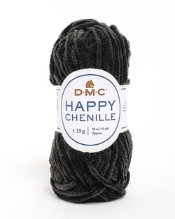 Pelote de fil à crocheter 100% polyester - DMC - Happy Chenille - Noir 22