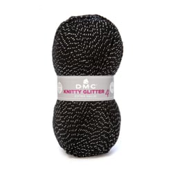 Pelote de fil à tricoter 100 % acrylique - DMC - Knitty 4 - Noir Glitter 232