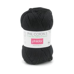 Phil Coton 3 Noir - Phildar - Pelote de fil à tricoter