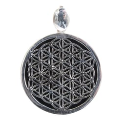 Pendentif en argent et onyx - Fleur de Vie