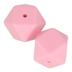 2 perles silicone hexagonale rose - 17 mm