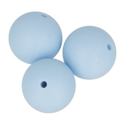 3 perles silicone ronde bleu pastel - 15 mm