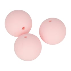 3 perles silicone ronde rose poudré - 15 mm